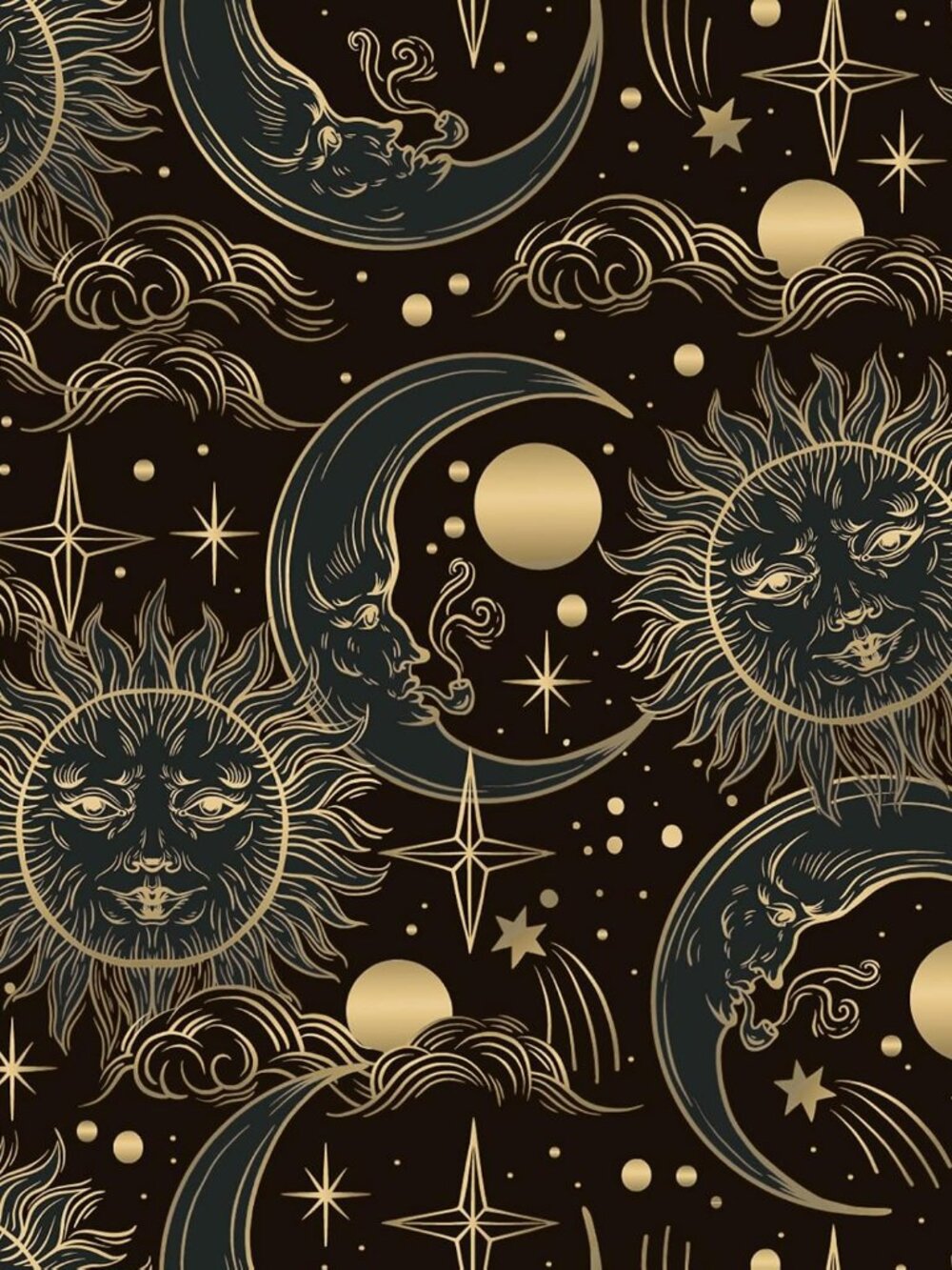 Celestial Wallpaper 17.3” X 118” Gothic Peel and Stick Wallpaper Dark Brown and
